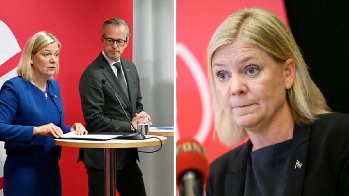 S-ledaren och statsministern Magdalena Andersson och finansminister Mikael Damberg presenterar partiets valmanifest vid en pressträff i partikansliet i Stockholm.
